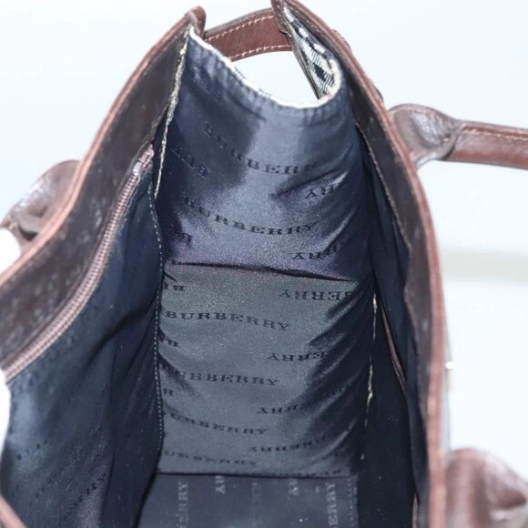 BURBERRY Nova Check Tote Bag Nylon Beige Silver Auth 126392 - Picture 10 of 16